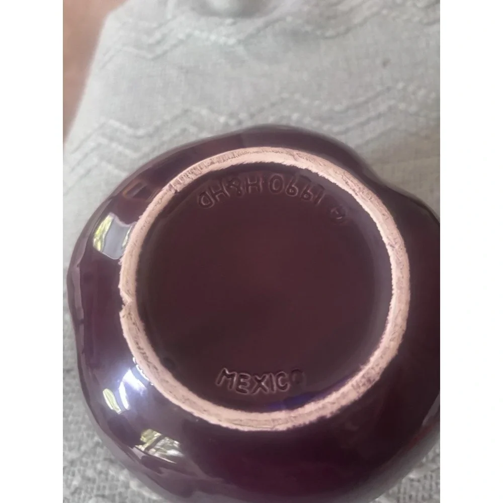 Vintage 1990 H & HD Dark Purple Ceramic Eggplant Canister Jar Made In Mexico